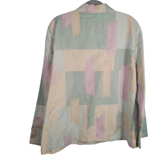 Alfred Dunner Tortola Silk Blouse 18 Pastel Multi Floral Embroidered Shirt READ - Picture 1 of 9